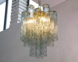Murano Suspension Lamp ??40 cm - Green Glass Hand-Blown Italy Customizable Light - thumbnail 1