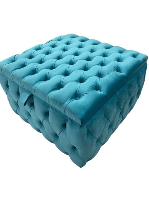 Extra Strength Upholstered Handmade Chesterfield Coffee Table , Storage Box Storage Ottoman Puffy With Storgae - image 1