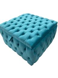 Extra Strength Upholstered Handmade Chesterfield Coffee Table , Storage Box Storage Ottoman Puffy With Storgae