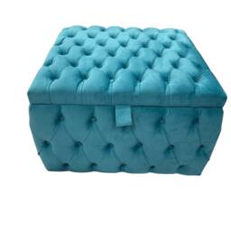 Extra Strength Upholstered Handmade Chesterfield Coffee Table , Storage Box Storage Ottoman Puffy With Storgae - thumbnail 2
