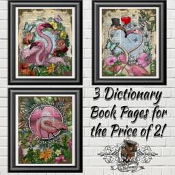 Flamingos Animal Print, Wall Art, Dictionary Book Unique Decor, Animal Flamingo Poster - thumbnail 1