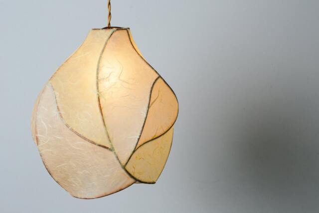 The Firefly - Copper & Paper Pendant Light in Cream Pale Yellow Papers - image 1
