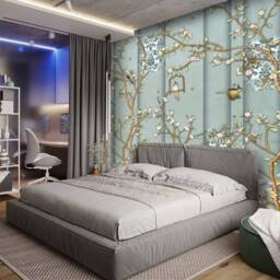 3D Mural Japanese Garden Chinoiserie Birds Flowers Bedroom Wallpaper Wall Decor Self Adhesive Exclusive Design Photo - thumbnail 3