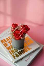 Handmade Rose Soy Candle Trio - Grey Glass, Floral Decor