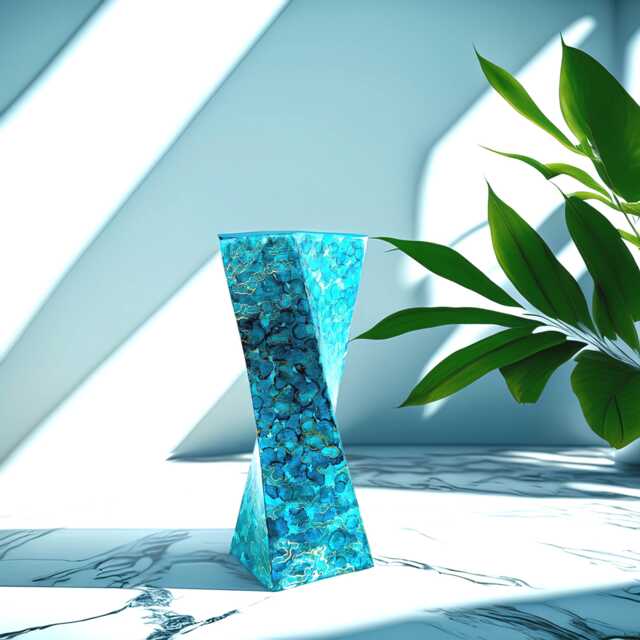 Elegant Twisted Teal & Gold Large Glass Vase For Flowers - image 1