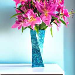 Elegant Twisted Teal & Gold Large Glass Vase For Flowers - thumbnail 2