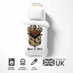 Noble House Of Black Duvet Cover - Custom Background Colour Optional Pillowcase Gothic Crest Bedding Elegant Dark Bedroom Decor Gift - thumbnail 2