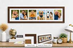 Multi Photo Picture Frame Walnut Veneer Collage, Holds Six 4x6 Photos - thumbnail 1