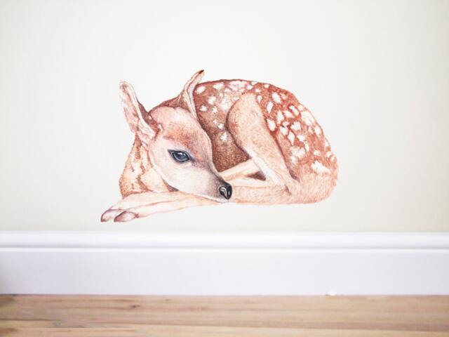 Deer Wall Decal, Woodland Nursery, Deer Sticker, Fawn Decal, Deer Sticker, Forest Nursery, Deer Decor, Nature Decal, Animal Decal - image 1