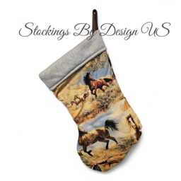 Horses Novelty Christmas Stocking Fully Fleece Lined & Heavy Duty Printed All The Way Around So It Can Be Hung From Any Direction