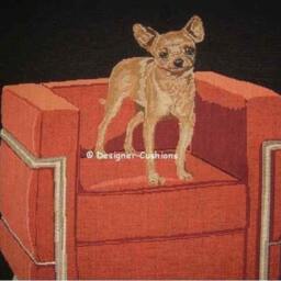 Chihuahua in Red Cube Chair Tapestry Cushion Cover Sham - thumbnail 2