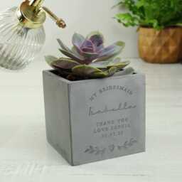 Personalised Concrete Plant Pot, Gardener Gifts, Housewarming Engraved Planter - thumbnail 4