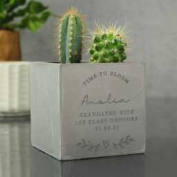 Personalised Concrete Plant Pot, Gardener Gifts, Housewarming Engraved Planter - thumbnail 2