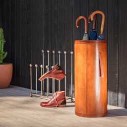 Leather Umbrella Stand Large - Tan Or Brown Entrance Hall Furniture 3rd Wedding Anniversary Home & Office 50Th Birthday Present - thumbnail 3