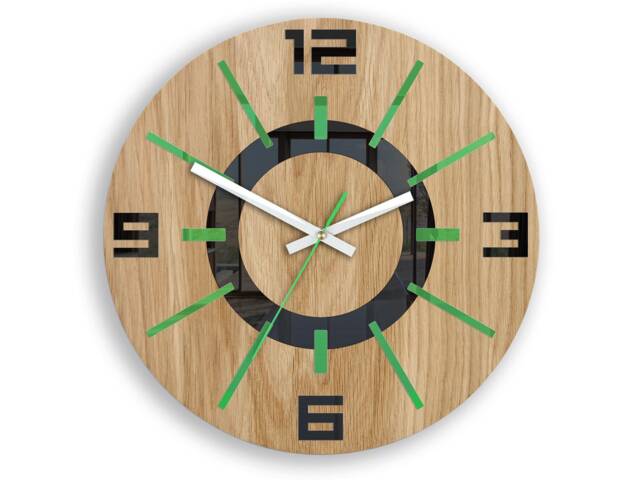 Large Wall Clock Green-Black With A Silent Mechanism Alladynwood 33, 5cm/13, 19 - image 1