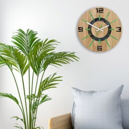 Large Wall Clock Green-Black With A Silent Mechanism Alladynwood 33, 5cm/13, 19 - thumbnail 2