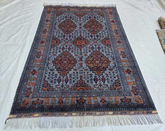Modern Afghan Rug - 5??7 Ft Geometric Wool Carpet Home Decor - image 1