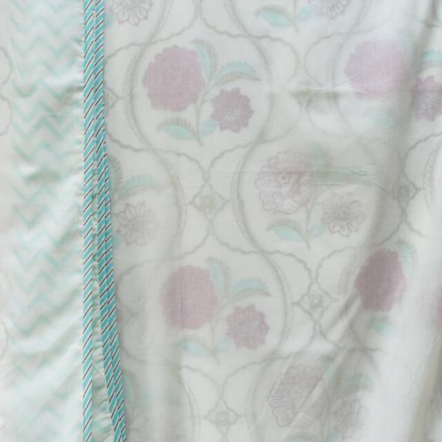 Soft Cotton Dohar - Pink & Mint Green Fine Cotton Blanket/Bedspread/Lightweight Blanket/King Size/Block Printed Blanket - image 1