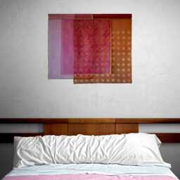 Hand-Painted Silk Bojagi Wall Hanging Geometric Jogakbo Art - thumbnail 4