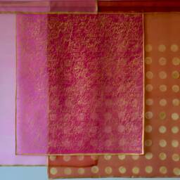 Hand-Painted Silk Bojagi Wall Hanging Geometric Jogakbo Art - thumbnail 2