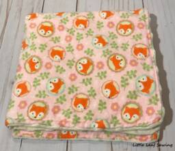 Lovey Blanket, Fox Flannel Minky Blanket For Girl, Security Lovey Baby - thumbnail 1