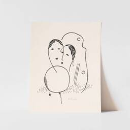 Balloon Women - Figurative Abstract Line Drawing Neutral Tones Print Sizes 8x10 9x12 16x20 - thumbnail 2
