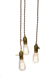 Simply Modern Minimalist Bare Bulb 3 Light Chandelier