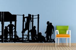 Team Of People Athletes Working Out Fitness Cross Fit Window Or Wall Car Vinyl Peal & Stick Removable Sticker Decal L1476 - thumbnail 1