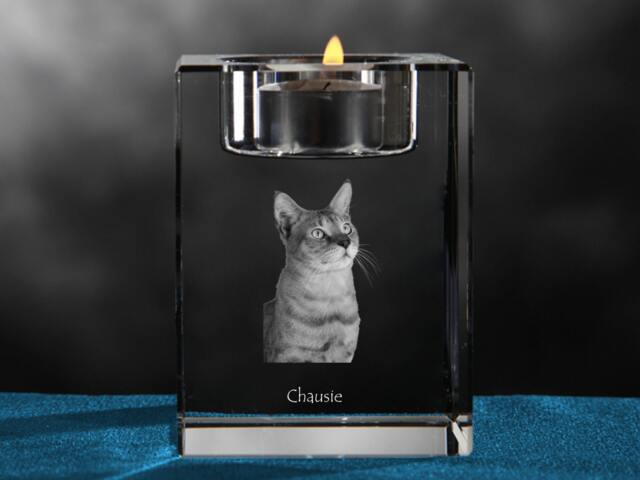 Chausie, Crystal Candlestick With Cat, Souvenir, Decoration, Limited Edition, Collection - image 1