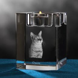 Chausie, Crystal Candlestick With Cat, Souvenir, Decoration, Limited Edition, Collection - thumbnail 2