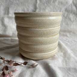 Cream Bubble Ceramic Planter, Handmade Glazed Pot, Cream Plant Large Vessel, Unique British Gift, Handcrafted Pots - thumbnail 2