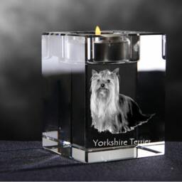 Yorkshire Terrier, Crystal Candlestick With Dog, Souvenir, Decoration, Limited Edition, Collection - thumbnail 2