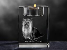 Yorkshire Terrier, Crystal Candlestick With Dog, Souvenir, Decoration, Limited Edition, Collection - thumbnail 1