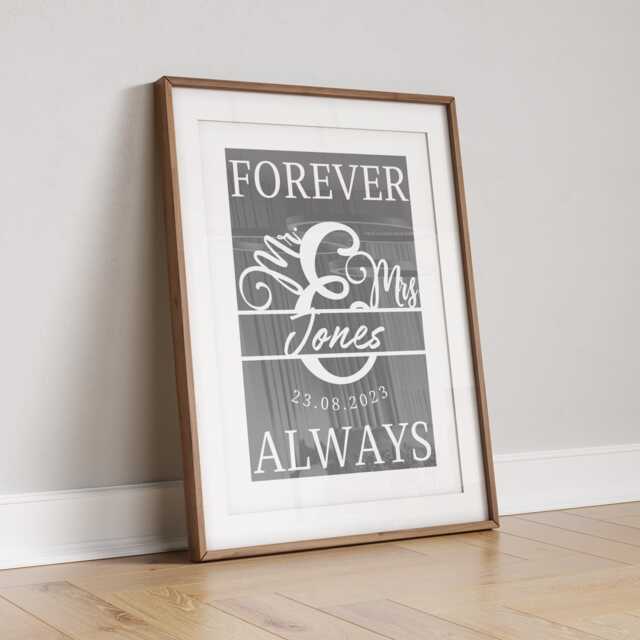 Personalised Wedding Date Print Minimalist Anniversary Wall Art - image 1
