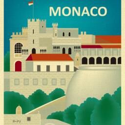 Monaco Print, Wall Art, Skyline Poster, France Castle Nursery Travel Gift - Style E8-O-Mona - thumbnail 2