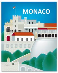 Monaco Print, Wall Art, Skyline Poster, France Castle Nursery Travel Gift - Style E8-O-Mona - thumbnail 1
