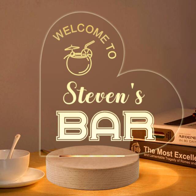 Personalised Home Bar Led Desk Table Lamp Night Light Pub Sign Custom Gifts For Valentine Birthday House Warming 7 Colours Flashing - image 1