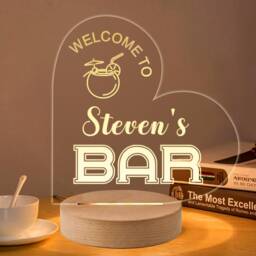 Personalised Home Bar Led Desk Table Lamp Night Light Pub Sign Custom Gifts For Valentine Birthday House Warming 7 Colours Flashing