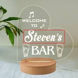 Personalised Home Bar Led Desk Table Lamp Night Light Pub Sign Custom Gifts For Valentine Birthday House Warming 7 Colours Flashing - thumbnail 4