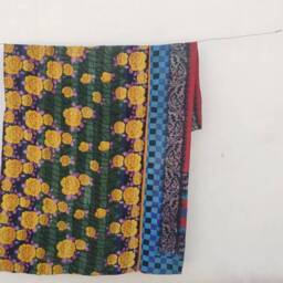 Vintage Kantha Quilt Handmade Bohemian Cotton Throw Blanket - thumbnail 2