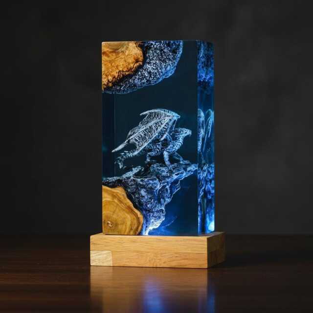 3D Pterosaur Resin Night Light - Winged Dragon Sculpture Lamp - image 1