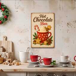 Christmas Hot Chocolate Bar Sign, Christmas Wreath Sign, Xmas Chocolate, Station - thumbnail 3