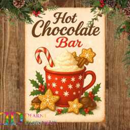 Christmas Hot Chocolate Bar Sign, Christmas Wreath Sign, Xmas Chocolate, Station - thumbnail 2