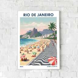 Rio De Janeiro Vintage Travel Poster, Brazilian Beach Art Print - thumbnail 3