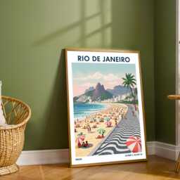 Rio De Janeiro Vintage Travel Poster, Brazilian Beach Art Print - thumbnail 2