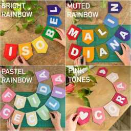 Large Boho Personalised Felt Garland - Land & Sea Customised Nursery Decor Kids Room Decoration Blue, Brown, Green Flag Name Bunting - thumbnail 3