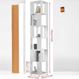 6-Tier Rotating Bookcase - 360 Spinning Tall Slim Bookshelf Floor Standing Corner Storage Rack For Living Room, Bedroom, Office - White - thumbnail 2
