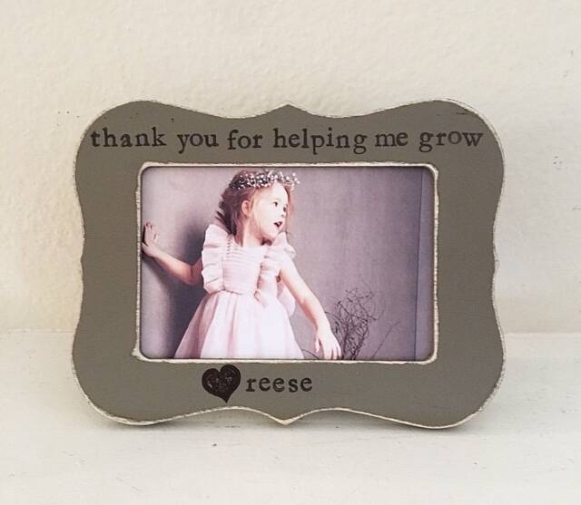 Personalized Teacher Picture Frame Thank You Gift, Hand Stamped 4x6 Photo - image 1