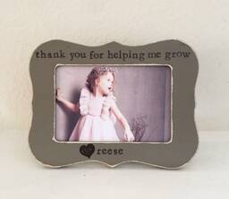 Personalized Teacher Picture Frame Thank You Gift, Hand Stamped 4x6 Photo - thumbnail 1