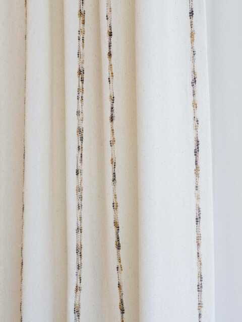 Inaaya Linen Striped Curtain, Semi Blackout Natural Custom Curtain Panel, Cotton For Livingroom, 1Pc - image 1